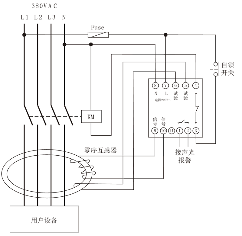 RLJ-1500F漏電老龄产业典型應用接線圖