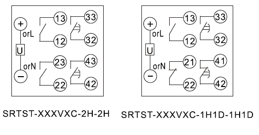SRTST-24VDC-2H-2H-B内部接線圖