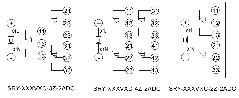 SRY-220VAC-3Z-2ADC内部接線圖